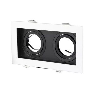 V-TAC VT-886 Plafond carré aluminium blanc+noir réglable 30° pour 2*Spotlights LED GU10-GU5.3- SKU 8877