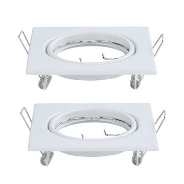 V-TAC VT-817 Portafaretto da incasso orientabile quadrato metallo bianco per lampadine GU10-GU5.3 set 2 pezzi - sku 8941