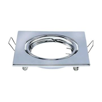 V-TAC VT-817 Fitting adjustable square mirror chrome metal for GU10-GU5.3 spotlights box 2pcs/pack - sku 8943