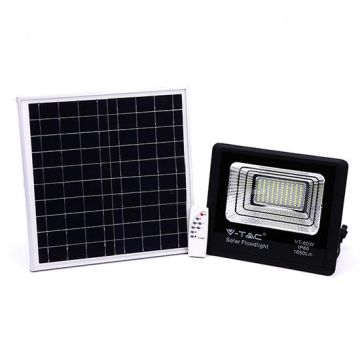 V-TAC VT-60W 60W LED Solar floodlight with IR remote control cold white 6000K Black body IP65 - 94010