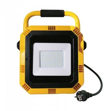 V-TAC PRO VT-51 50W LED work floodlight chip samsung with Stand And EU Plug Schuko 3MT Black/yellow Body day white 4000K IP54 - SKU 945