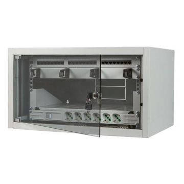 Kit complet armoire rack 19 "6U 400mm 24 utilisateurs Cat5e sur mur couleur gris Fanton 99902-01
