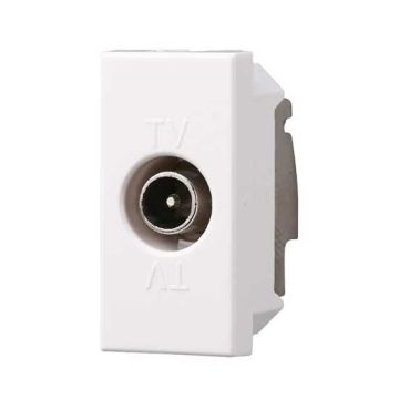 Tv passthrough coaxial socket male connector compatible Bticino Axolute white color Ettroit AB2253