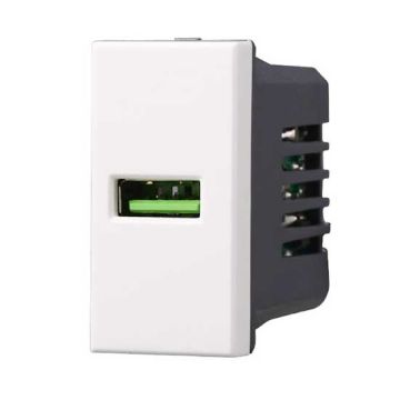 Presa Caricatore USB Type-A compatibile Bticino Axolute 5Vdc 2.1A colore bianco Ettroit AB2401