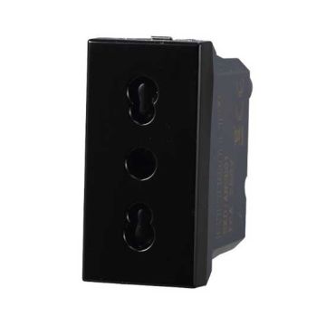 Socket Italian compatible Bticino Axolute 2P+T 10/16A 250V black color Ettroit AN2001