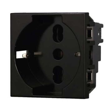Schuko socket compatible Bticino Axolute 2P+T 10/16A 250V black color Ettroit AN2102