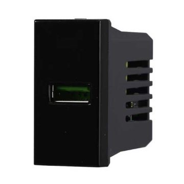 USB charger Type-A compatible Bticino Axolute 5Vdc 2.1A black color Ettroit AN2401