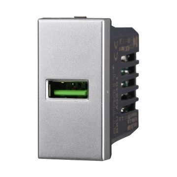 ETTROIT AG2401 USB Charger Socket Module 5V 2.1A Gray USB-A Compatible with Bticino Axolute