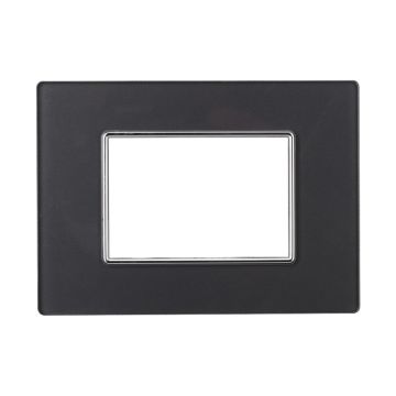ETTROIT AN84310 Moon series cover plate, 3 modules, glass, dark steel, compatible with BTicino Axolute series
