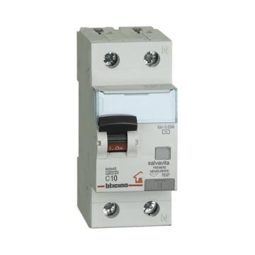 Differential thermal magnetic circuit breaker AC 1p + N 10A 30mA Bticino GC8813AC10