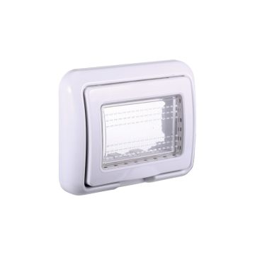 ETTROIT Platte mit Abdeckung 3P IP55 Hydrobox-Gehäuse kompatibel mit Bticino Living Farbe Weiß - LB2703