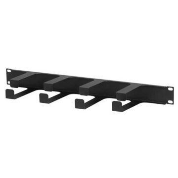Cable organizer 1U for rack cabinets 19" black RAL9005 color steel CO19-1U-4K-B