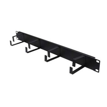 Cable organizer 1U for rack cabinets 19" black RAL9005 color steel CO19-1U-B