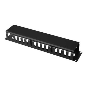 Cable organizer 2U for rack cabinets 19" black RAL9005 color steel