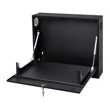 Armoire rack suspendu 19" 2U 130mm acier couleur noir RAL 9005 avec porte pour appareils CCTV DVR / NVR