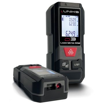 Uniks D3 Metro laser professionale 30mt misuratore area, volume con doppio teorema di pitagora precisione 5mm