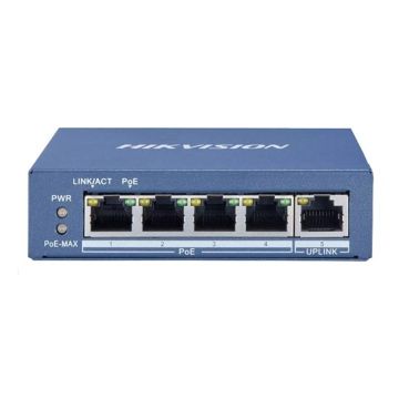 Hikvision DS-3E0505P-E Commutateur Switch Non géré 4 Ports Gigabit PoE + 1 Port Gigabit 10/100/1000Mbps 60W