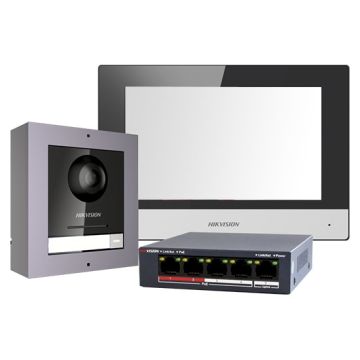 Hikvision DS-KIS602 Kit Videocitofonico Monofamiliare IP 7” Touch screen LCD Full HD 2.1Mpx fisheye 180° IP65 P2P PoE App mobile Hik-connect