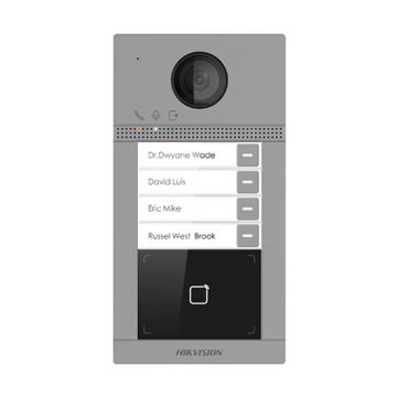 Hikvision DS-KV8413-WME1(B) IP/Wifi Video Intercom Villa Door Station 4 Doorbell button with 2.0mpx cameras and mifare proximity reader PoE/12V DC IP65 IK08