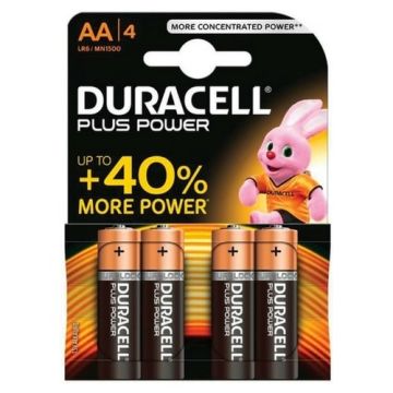 Pile Duracell Plus Power Batterie Alcaline Stilo AA 1.5V Confezione da 4 Pz
