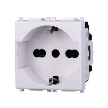Schuko socket compatible Vimar Plana 2P+T 10/16A 250V white color Ettroit EV2102