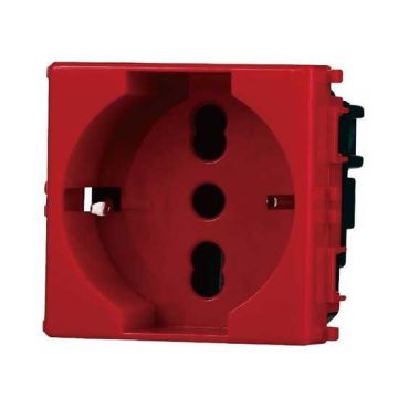 Prises Schuko compatible Vimar Plana 2P+T 10/16A 250V couleur rouge Ettroit EV2116