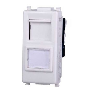 Prise RJ45 catégorie cat. 6 compatible Vimar Plana couleur blanc Ettroit EV2356