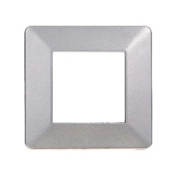 Plaque compatibles Vimar Plana 2 modules plastique couleur argent Ettroit EV83206