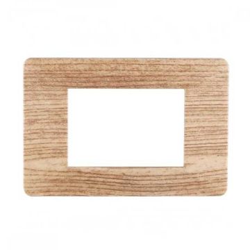 Placca compatibile Vimar Plana 3 moduli plastica colore legno chiaro Ettroit EV83304