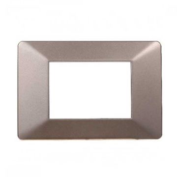 Compatible plate Vimar Plana 3 modules plastic bronze steel color Ettroit EV83310