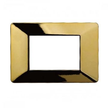Placca compatibile Vimar Plana 3 moduli plastica colore oro lucido Ettroit EV83312