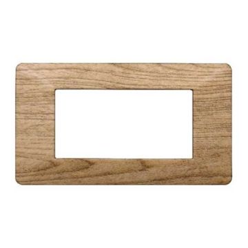 Placca compatibile Vimar Plana 4 moduli plastica colore legno scuro Ettroit EV83405