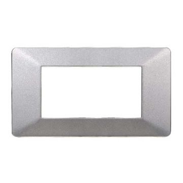 Plaque compatibles Vimar Plana 4 modules plastique couleur argent Ettroit EV83406