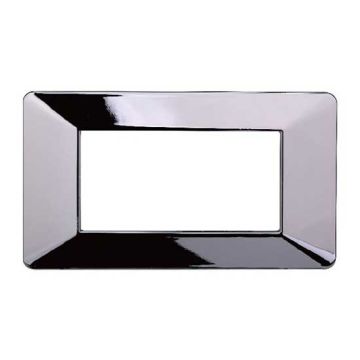 Plaque compatibles Vimar Plana 4 modules plastique couleur chrome poli Ettroit EV83413