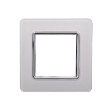 Placca compatibile Vimar Plana 2 moduli vetro colore bianco Ettroit EV84201