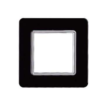 Placca compatibile Vimar Plana 2 moduli vetro colore nero Ettroit EV84202