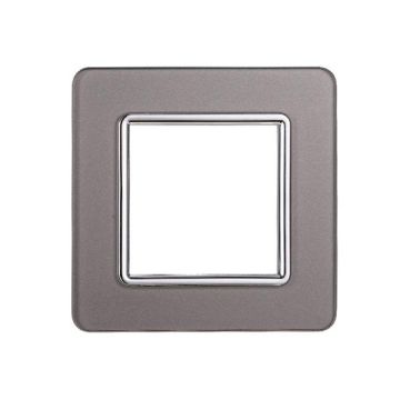 Plaque compatibles Vimar Plana 2 modules verre couleur argent Ettroit EV84206