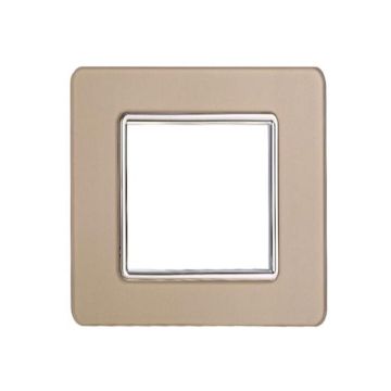 Placca compatibile Vimar Plana 2 moduli vetro colore oro Ettroit EV84211