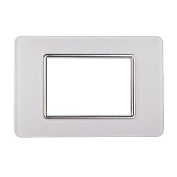 Placca compatibile Vimar Plana 3 moduli vetro colore bianco Ettroit EV84301