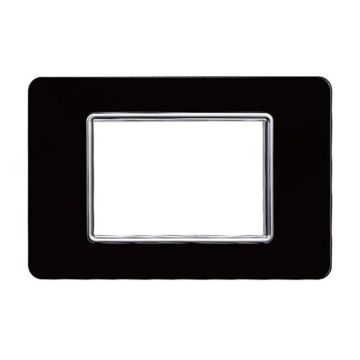 Plaque compatibles Vimar Plana 3 modules verre couleur noir Ettroit EV84302