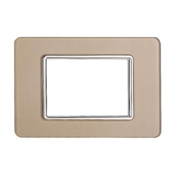 Compatible plate Vimar Plana 3 modules glass gold color Ettroit EV84311