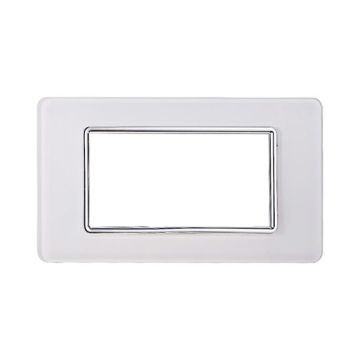 Placca compatibile Vimar Plana 4 moduli vetro colore bianco Ettroit EV84401