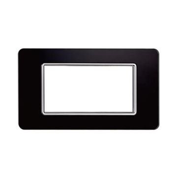 Plaque compatibles Vimar Plana 4 modules verre couleur noir Ettroit EV84402