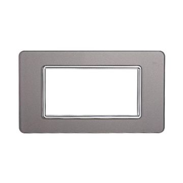 Plaque compatibles Vimar Plana 4 modules verre couleur argent Ettroit EV84406