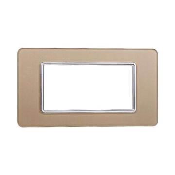 Placca compatibile Vimar Plana 4 moduli vetro colore oro Ettroit EV84411
