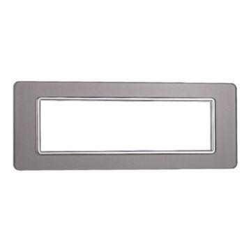 Placca compatibile Vimar Plana 7 moduli vetro colore argento Ettroit EV84606