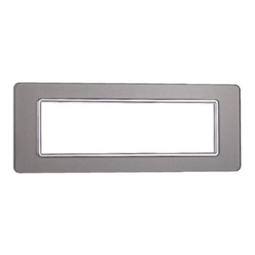 Plaque compatibles Vimar Plana 7 modules verre couleur argent