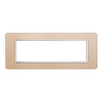 Placca compatibile Vimar Plana 7 moduli vetro colore oro Ettroit EV84611
