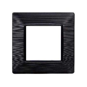 Placca compatibile Vimar Plana 2 moduli plastica colore nero satinato Ettroit EV85214