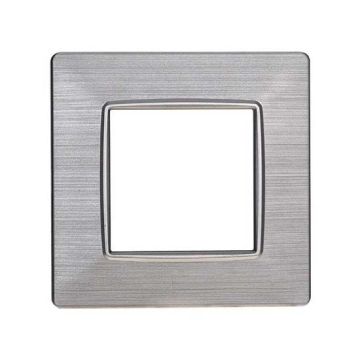 Placca compatibile Vimar Plana 2 moduli plastica colore argento satinato Ettroit EV85215